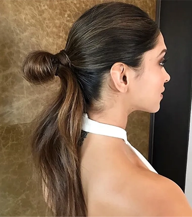 Knotted ponytail deepika padukone hairstyle