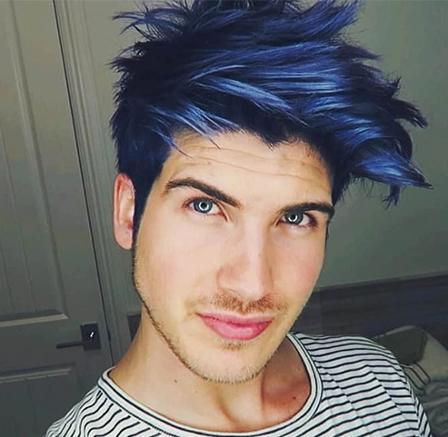Blue black hair color for men