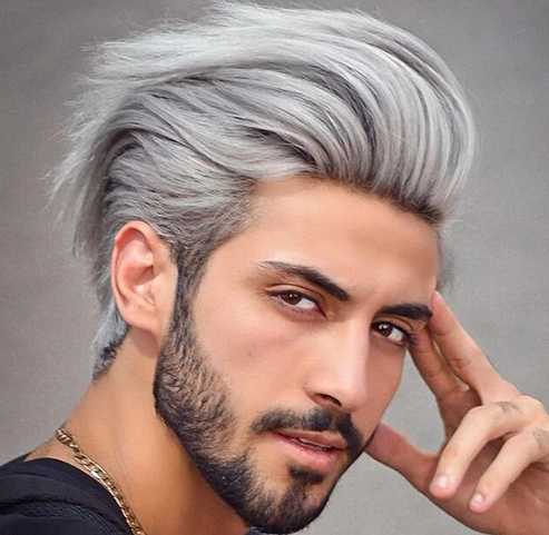 Metallic Silver hair color for men