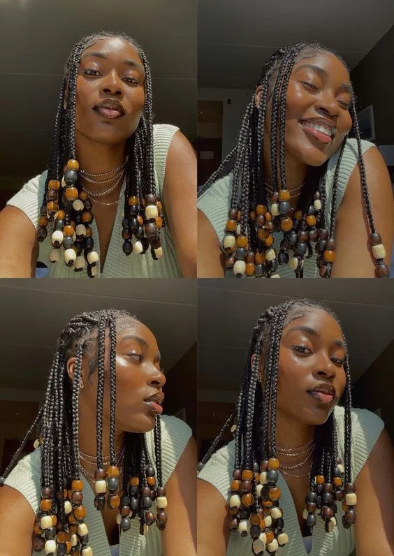 Box Braids with Beads hairstyles for black girls