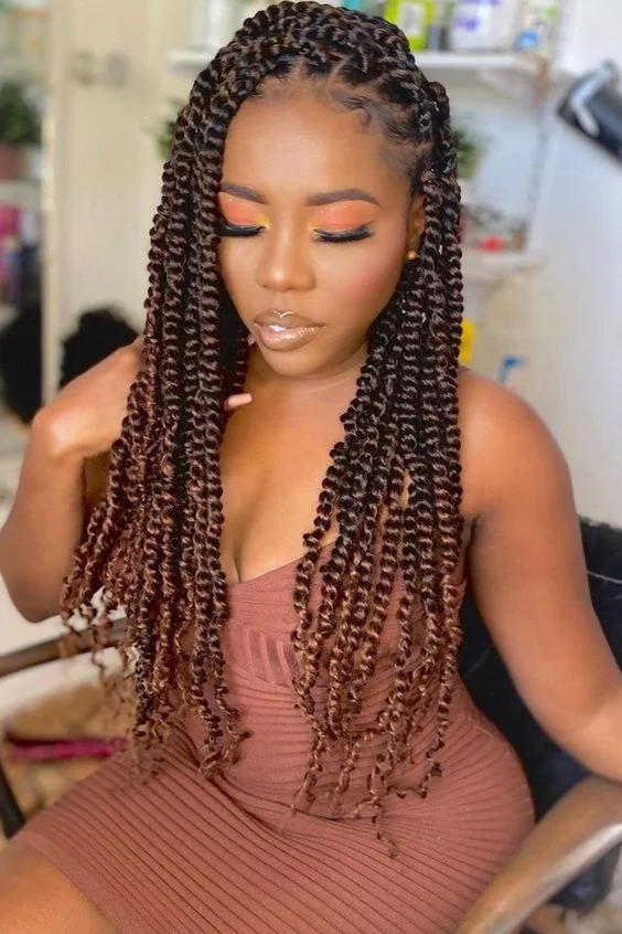 Passion Twists hairstyles for black girls