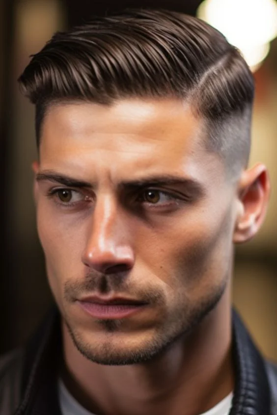Side Combed Haircut with Slight Fade