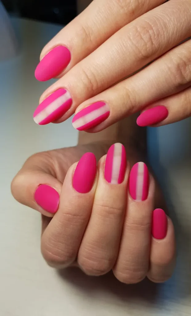 Bright Summer Nails Pink and white