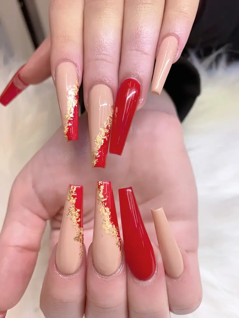 Coffin Bright Summer Nails Red