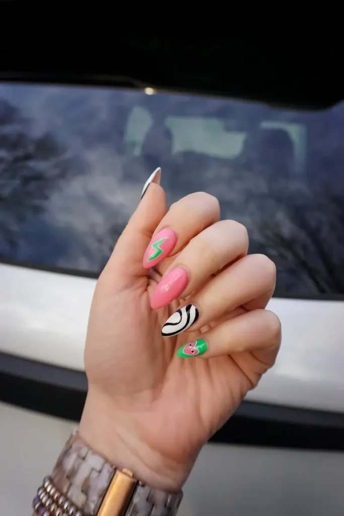 Cute Bright Summer Nails pink