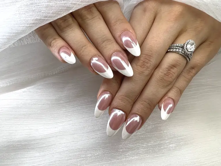 French Manicure with Chrome Tip