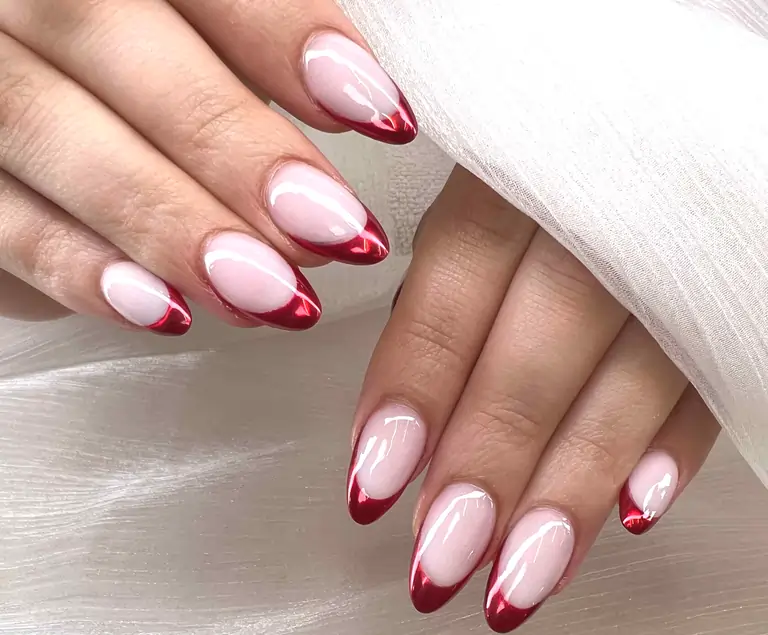 French Manicure with Chrome