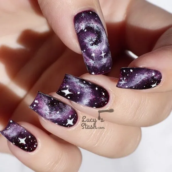 Galaxy Glam ombre nails