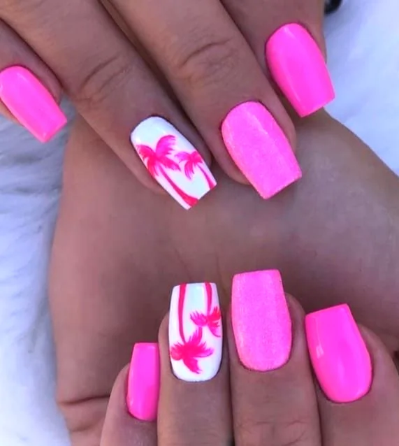 Hot Pink Summer Nail