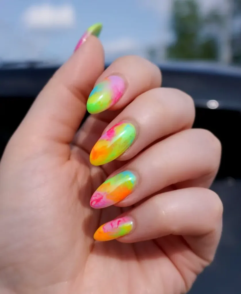 Neon Bright Summer Nails