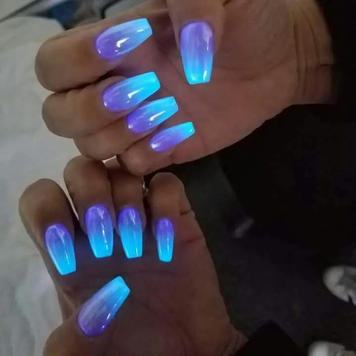 Neon Nights ombre blue nail