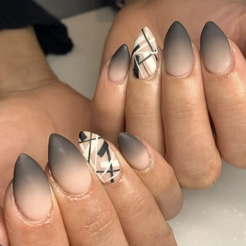 Nude to Bold ombre nails