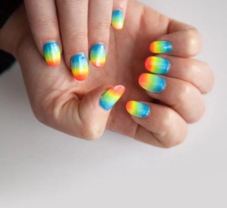 Rainbow Ombre nails