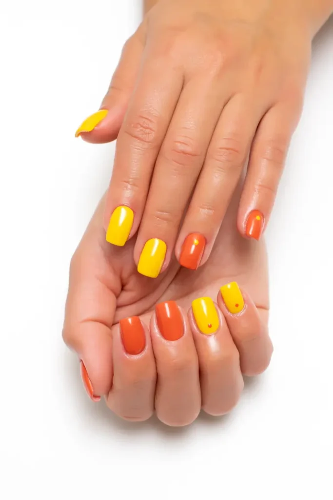 Square Bright Summer Nails orange