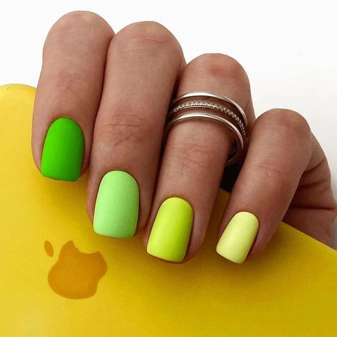 neon bright summer nails lime green